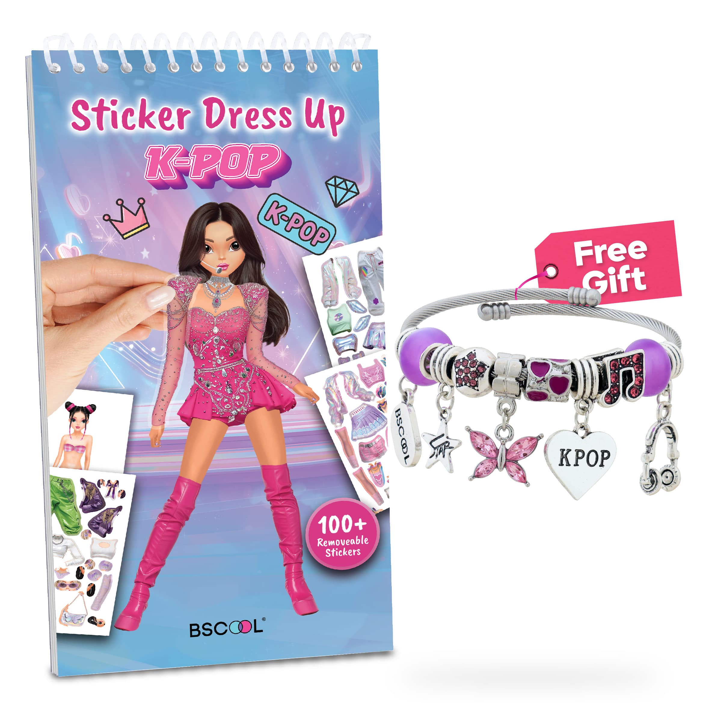 K-Pop Dress Up Sticker Book · with Bracelet