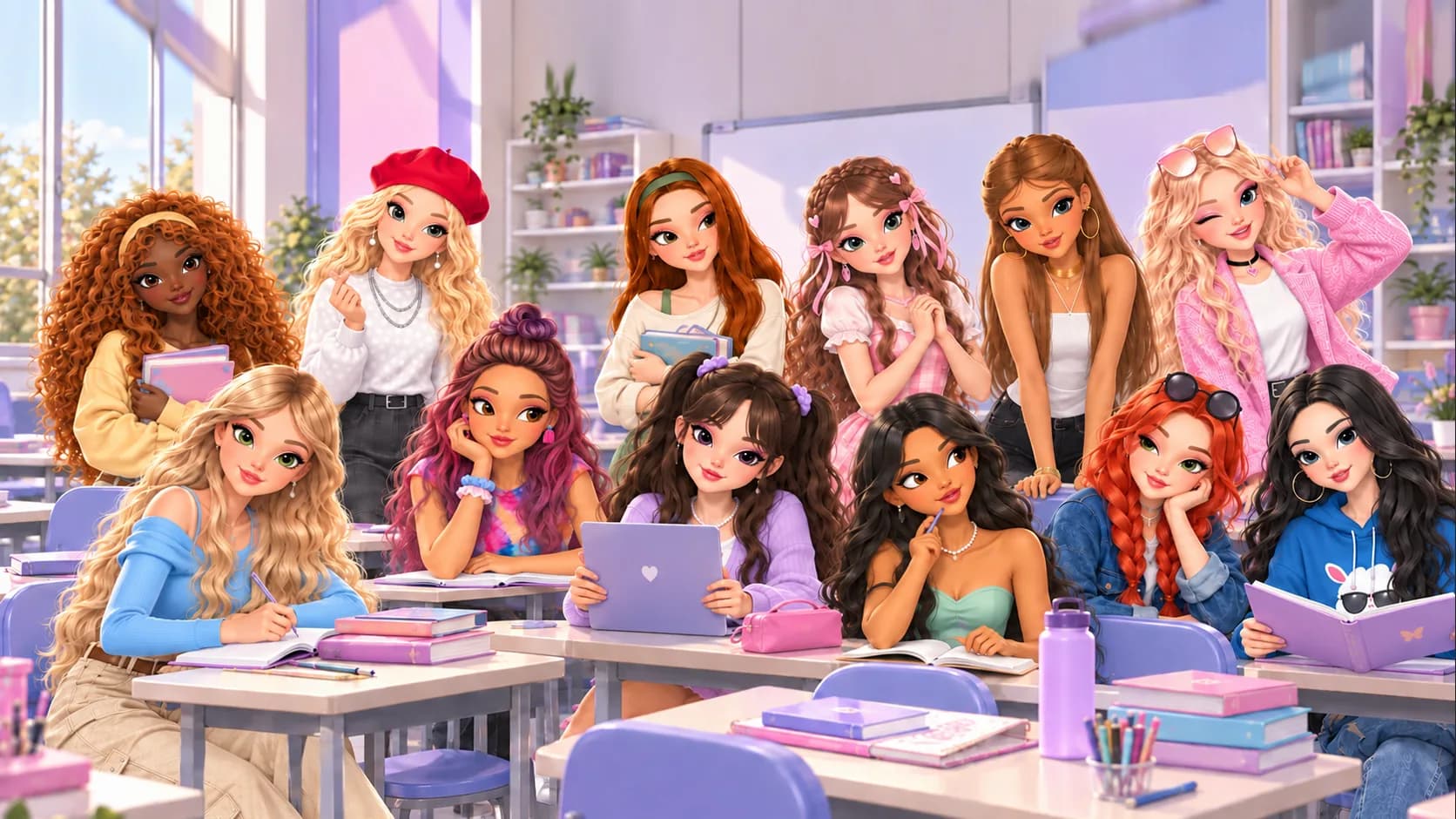 The twelve BSCOOL girls together in their classroom